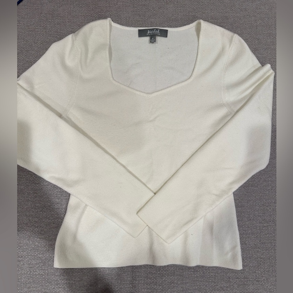 Isabella White Scoop Neck Sweater